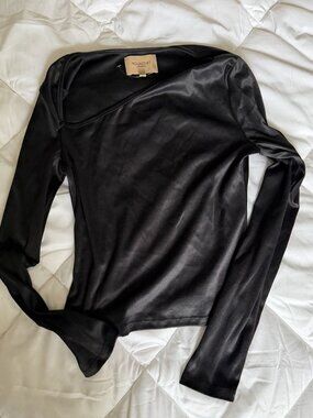 Black Asymmetric Long-Sleeve Top
